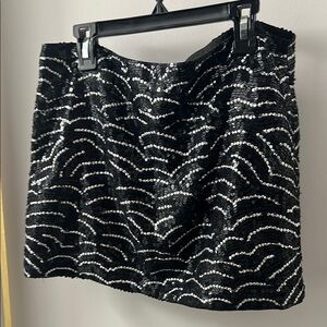 Gryphon Black and Silver Sequin Mini Skirt
